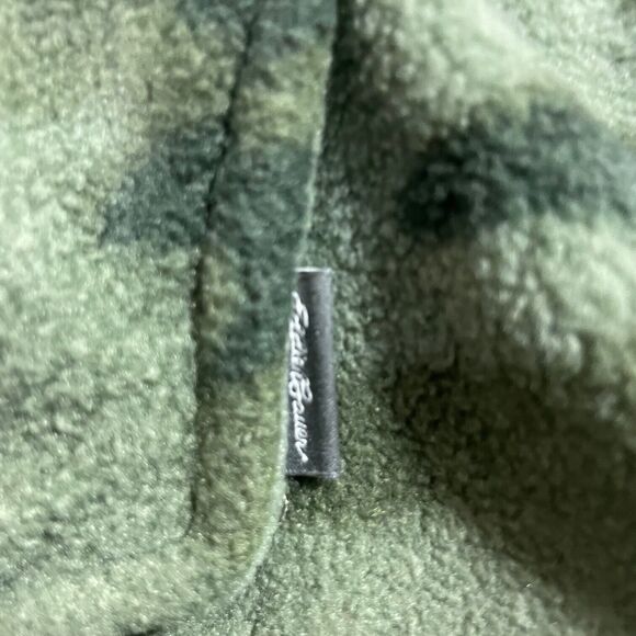 Eddie Bauer Mock Neck Camouflage Full Zip Up Sweater Boys Small 7/8 Green - Picture 6 of 6